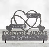 Personalised "Forever & Always" Anniversary  Infinity Heart Freestanding Plaque