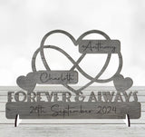 Personalised "Forever & Always" Anniversary  Infinity Heart Freestanding Plaque