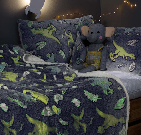 Glow In The Dark Dinosaur Duvet Cover Set