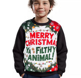 Kids Merry Xmas Ya Filthy Animal Xmas Jumper