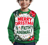 Kids Merry Xmas Ya Filthy Animal Xmas Jumper