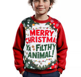 Kids Merry Xmas Ya Filthy Animal Xmas Jumper