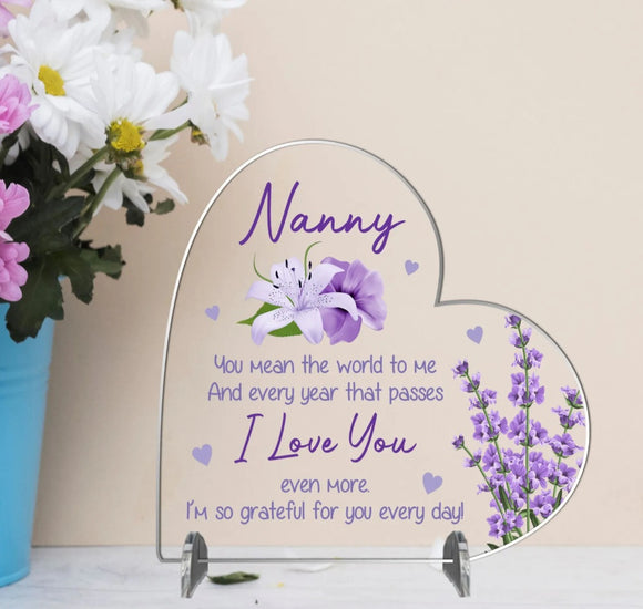 Nanny Acrylic Heart Plaque