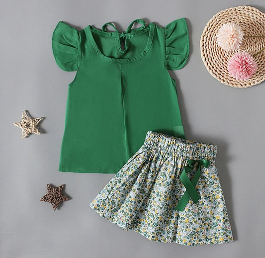 Girls Ruffle Sleeveless Outfit Dress Set