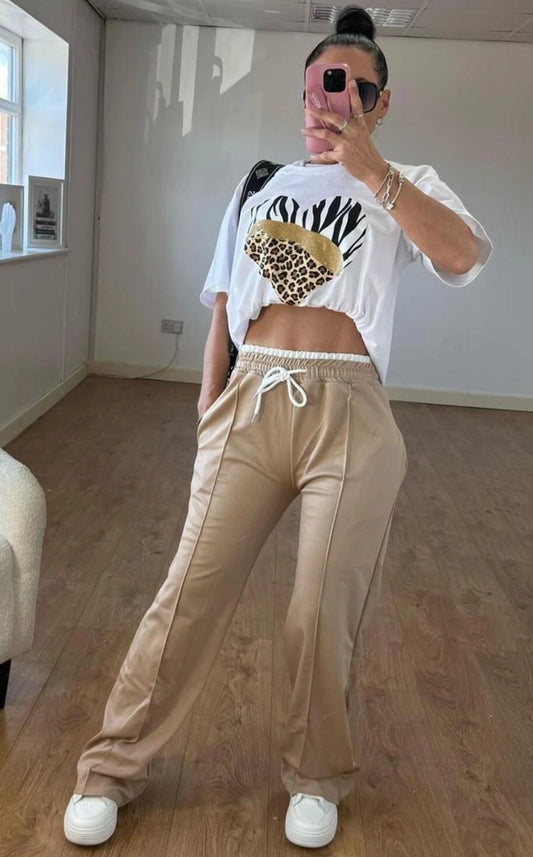 Womens High Waist Palazzo Trouser Pleated Wide Leg Bottoms