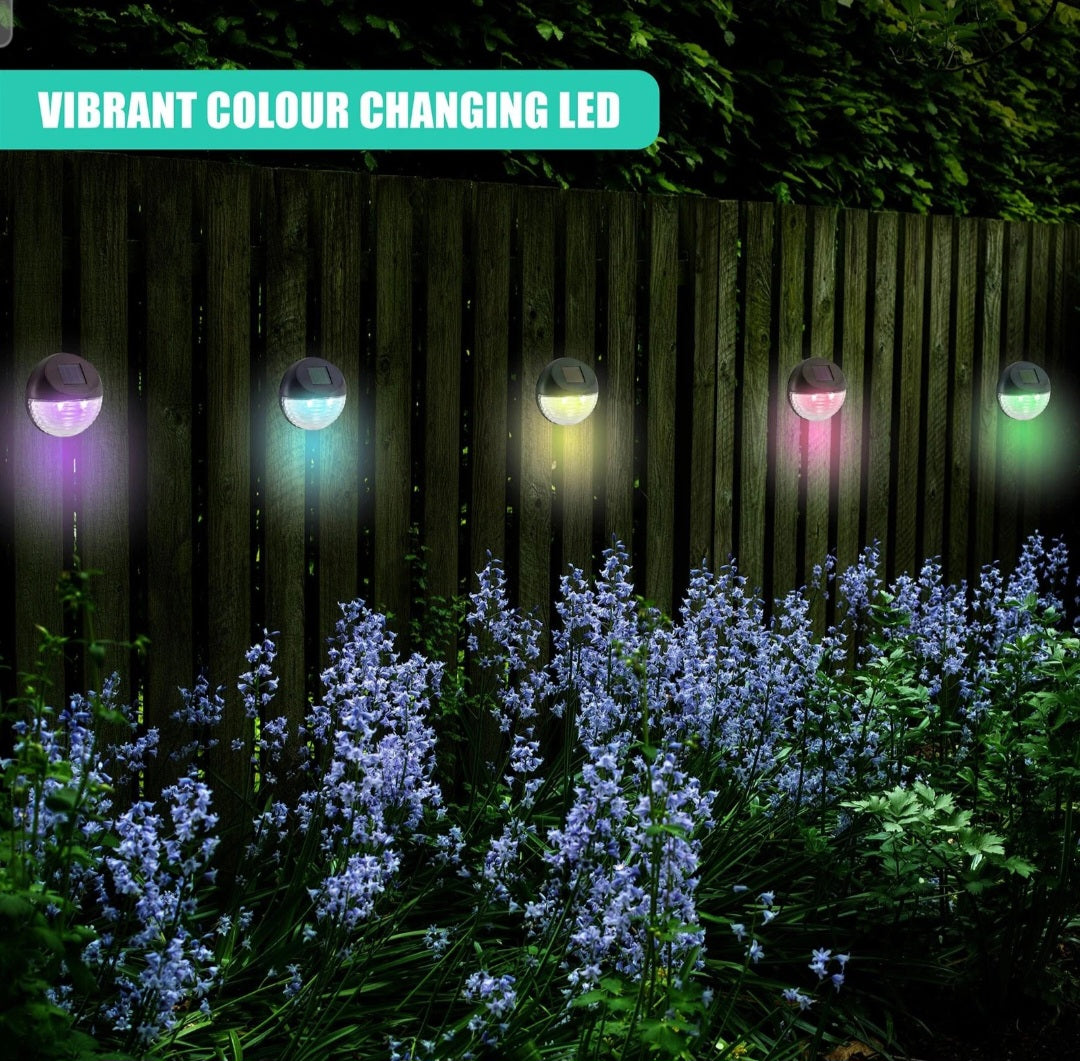 Multicoloured Solar Powered Fence Lights Wall LED Garden Deck Waterproof x8