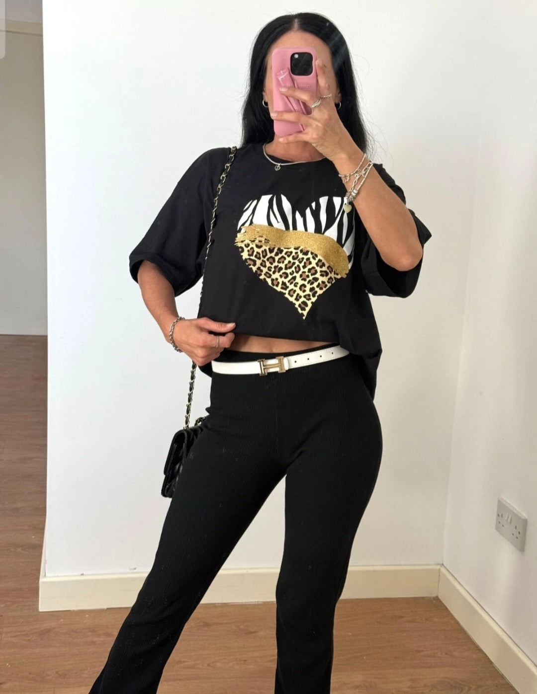 Womens Zebra Heart Graphic T Shirt