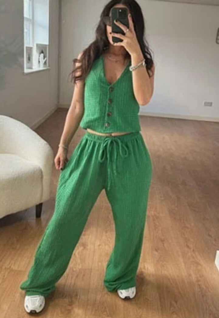 Womens Vest Loungewear CoOrdinate Set