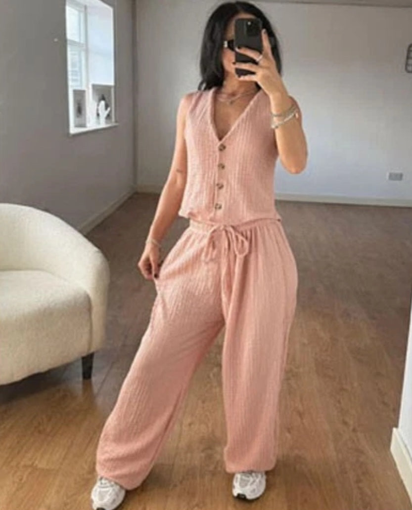 Womens Vest Loungewear CoOrdinate Set