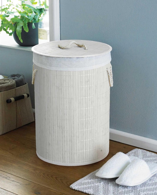 Round Bamboo Laundry Basket with Lid