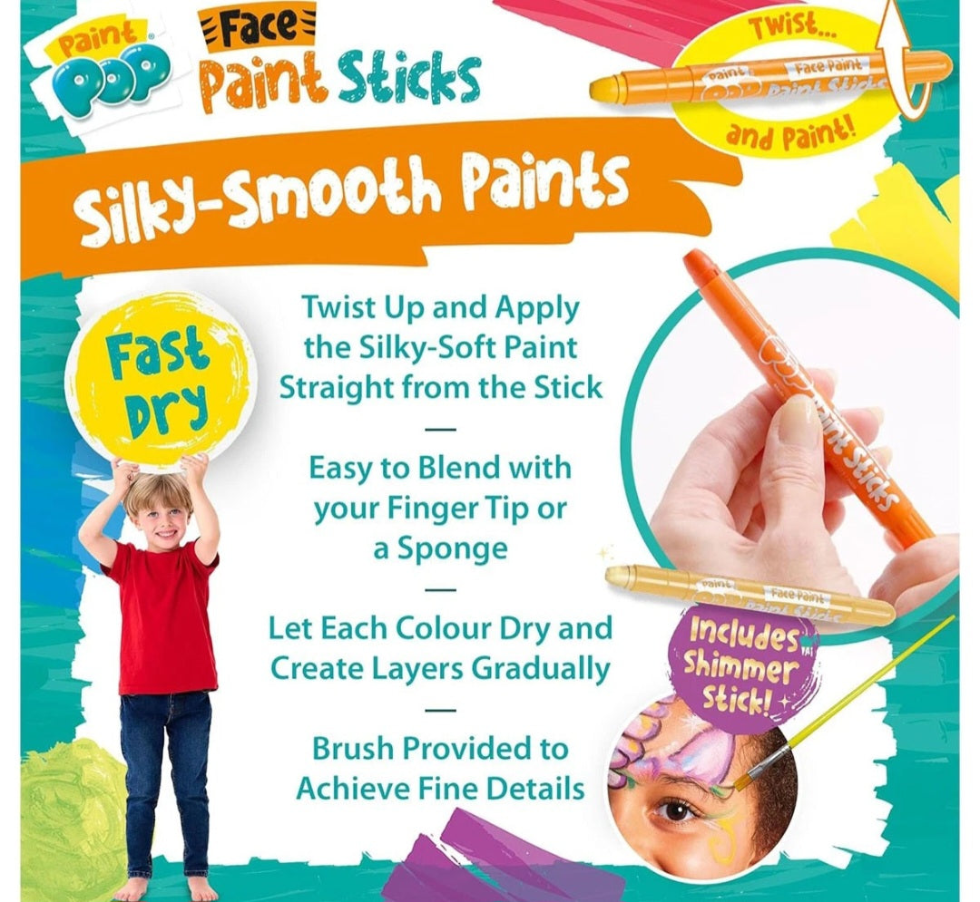 12 Pack Paint Pop Face Paint Sticks