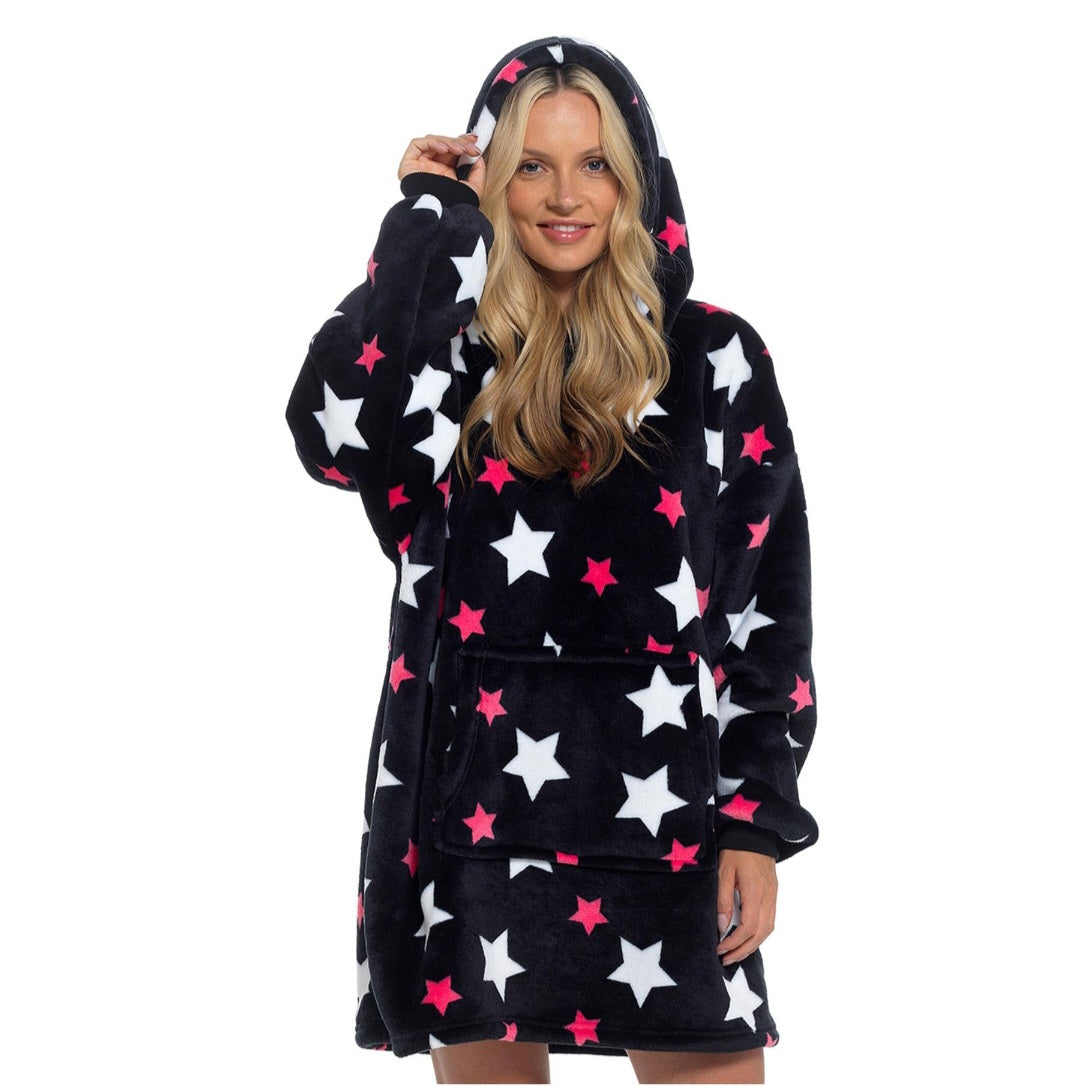 Ladies Oversized Star Hoodie Blanket