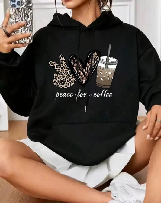 Women Peace Love Coffee Hoodie
