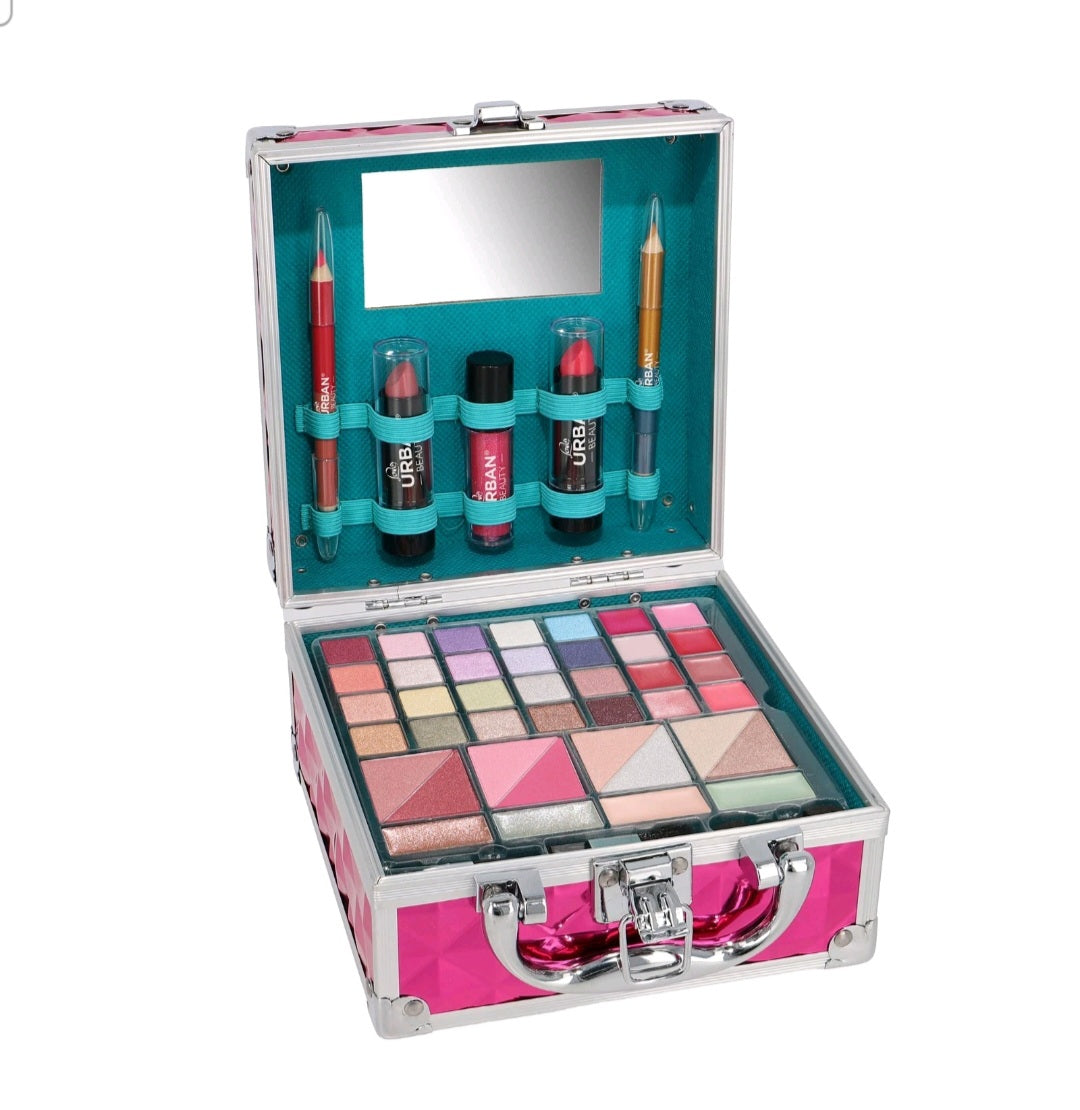 49pc Makeup Case Premium Professional Travel Cosmetic Kit with Aluminium Box