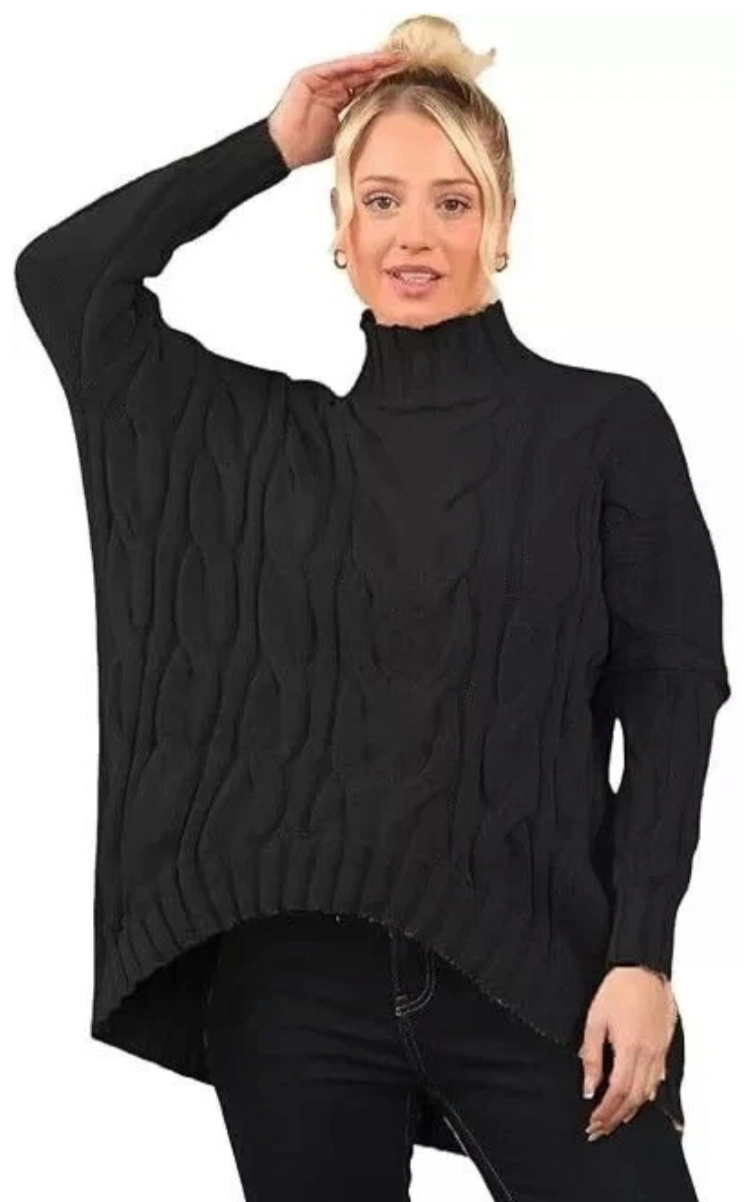 Womens Drop Shoulder Chunky Cable Knitted Jumper