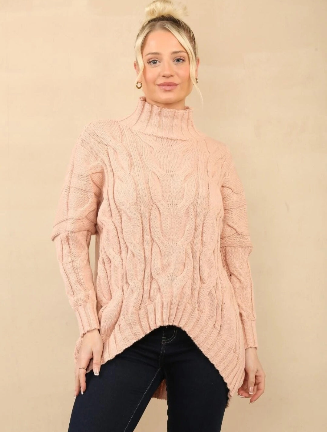 Womens Drop Shoulder Chunky Cable Knitted Jumper