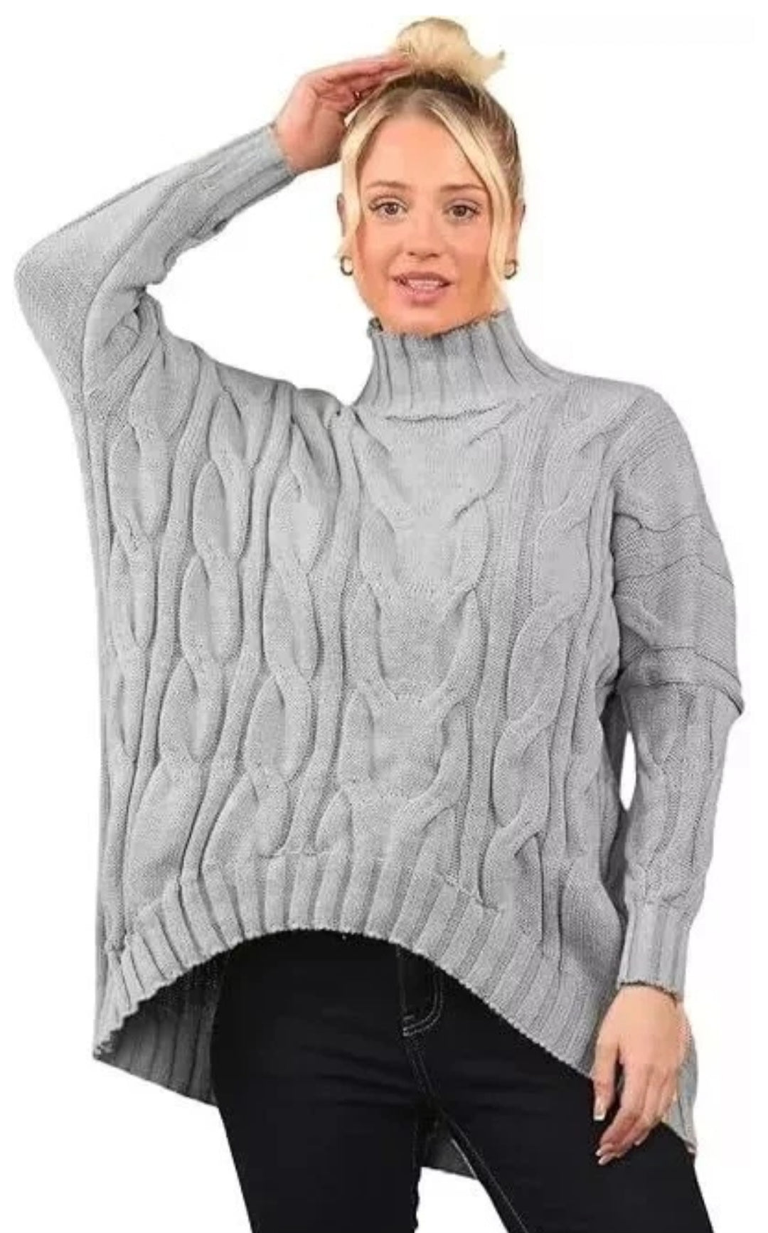 Womens Drop Shoulder Chunky Cable Knitted Jumper