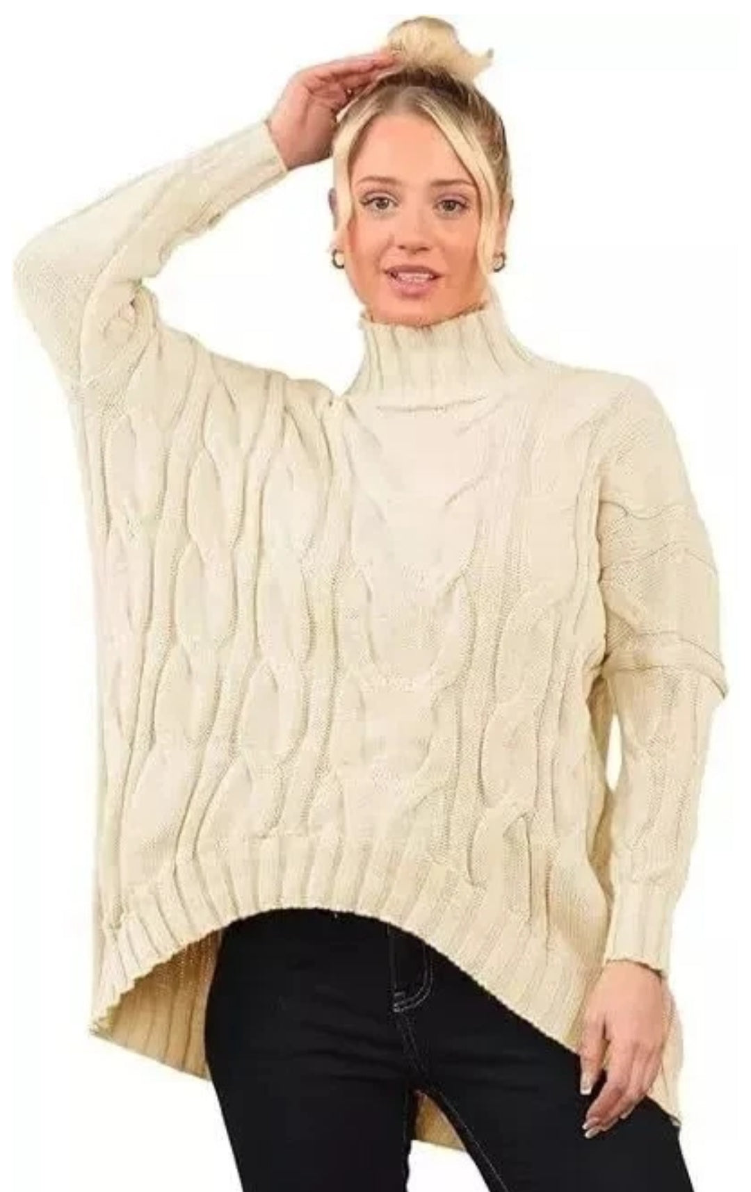 Womens Drop Shoulder Chunky Cable Knitted Jumper