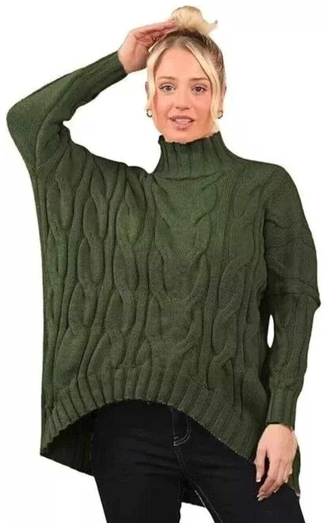Womens Drop Shoulder Chunky Cable Knitted Jumper