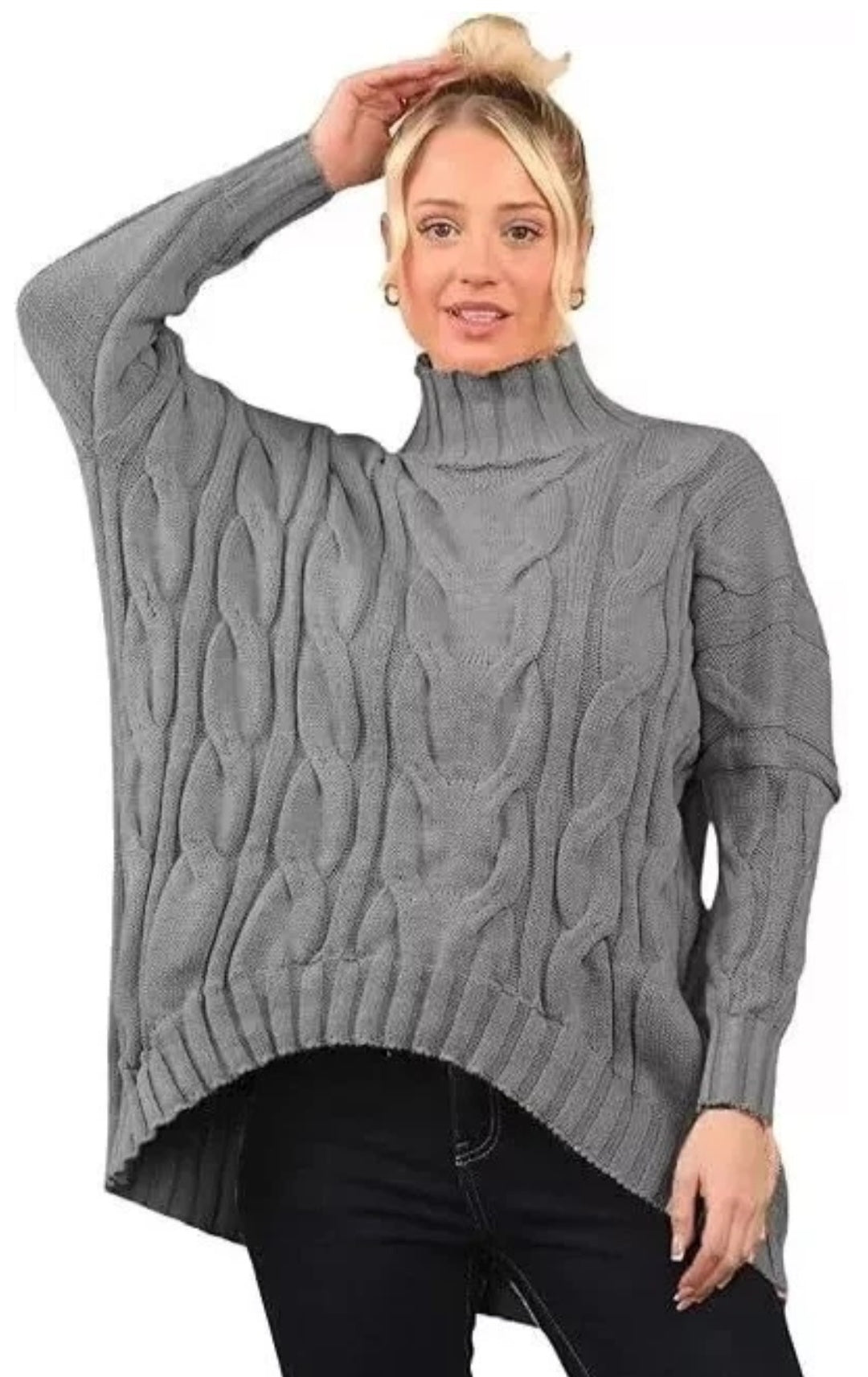 Womens Drop Shoulder Chunky Cable Knitted Jumper