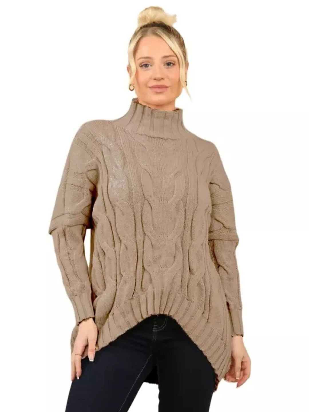 Womens Drop Shoulder Chunky Cable Knitted Jumper