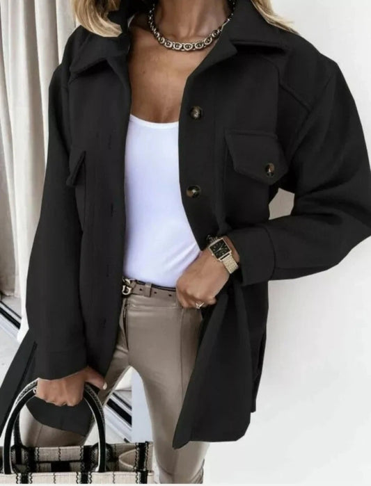 Women's Ladies Fleeced Oversized Plain Shacket