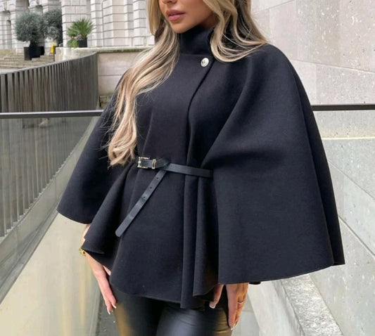 Womens Short Sleeve Belted Poncho