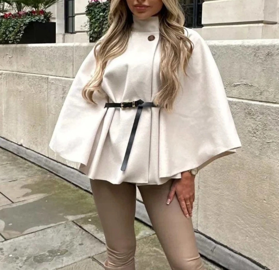 Womens Short Sleeve Belted Poncho