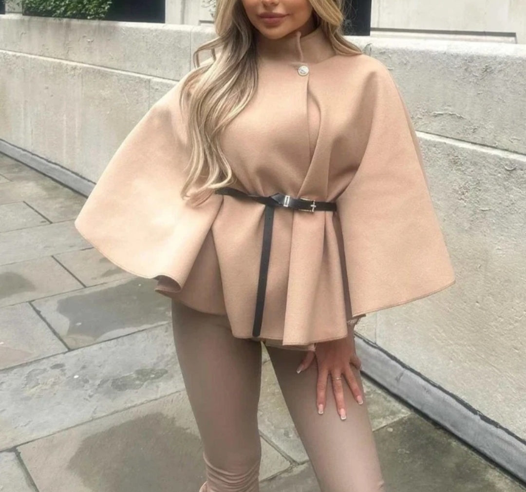 Womens Short Sleeve Belted Poncho