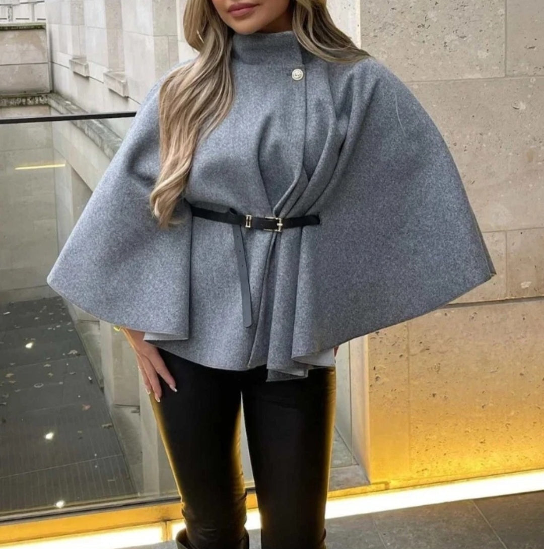 Womens Short Sleeve Belted Poncho