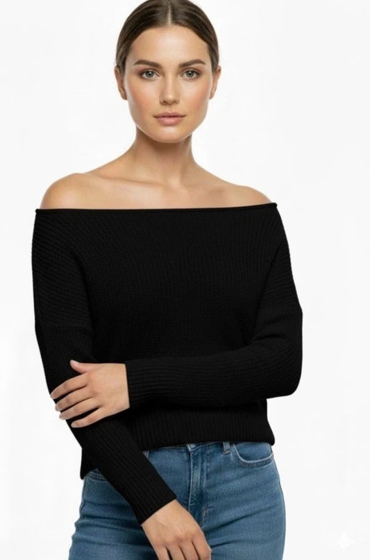 Womens Off Shoulder Knitted Jumper