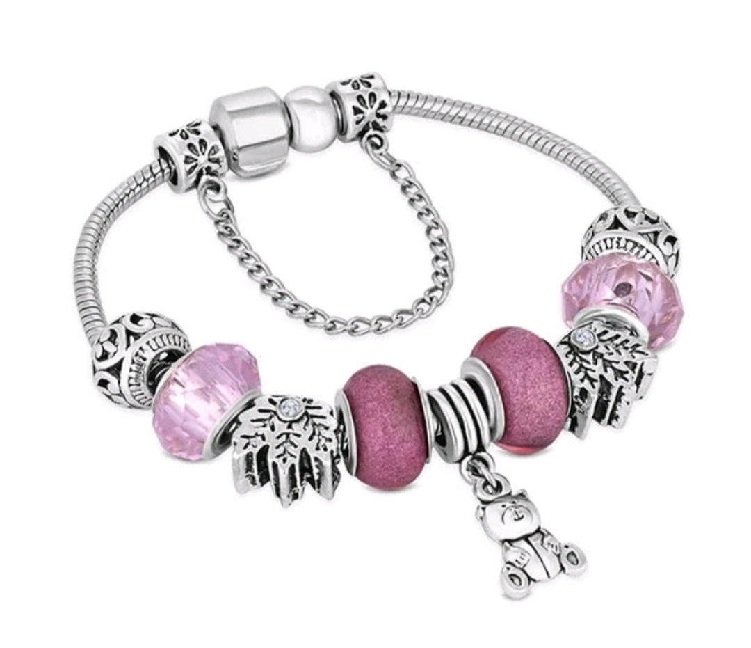 Dusty Pink Diamond Style Ava Charms Bracelet