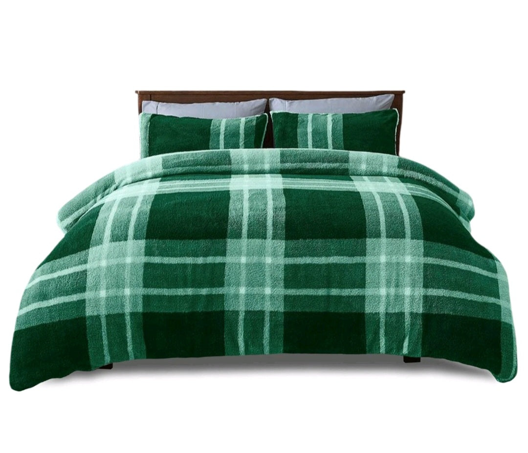 Checked Teddy Fleece Duvet Cover Set