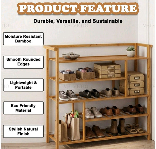 5 Tier Bamboo Shoe Rack