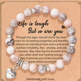 Inspirational natural stone bracelet with love pendant