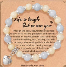 Load image into Gallery viewer, Inspirational natural stone bracelet with love pendant