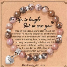 Load image into Gallery viewer, Inspirational natural stone bracelet with love pendant