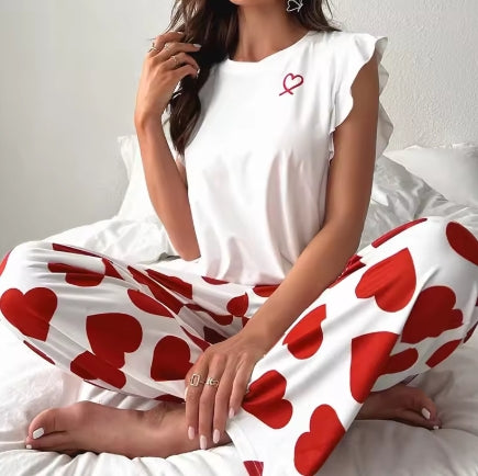 Ladies Heart Print Pjs