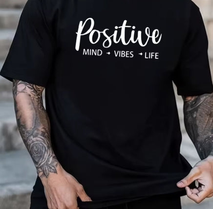 Mens Cotton Positive Vibes Tshirt