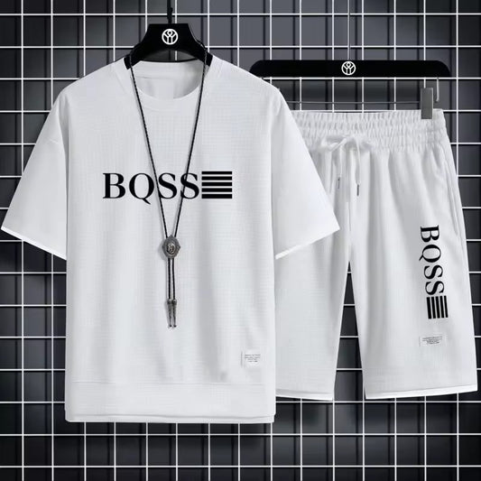 Men's Waffle Sets Casual T-Shirt And Shorts Set