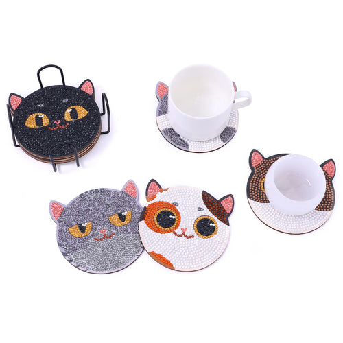 8pcs DIY Cat Diamond Art Coaster Set