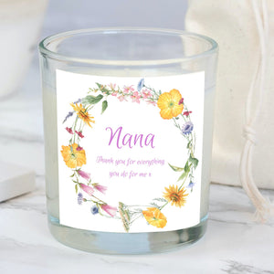 Personalised Colourful Flowers Candle