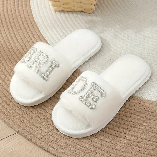 Elegant Women'S Pearl Letter Bride Sliders