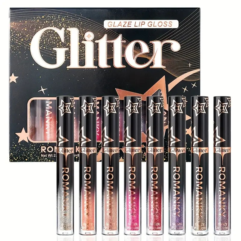 8 PC Glitter Lip Glosses