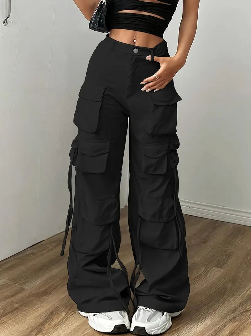 Women'S High-Waisted Wide-Leg Cargo Pants