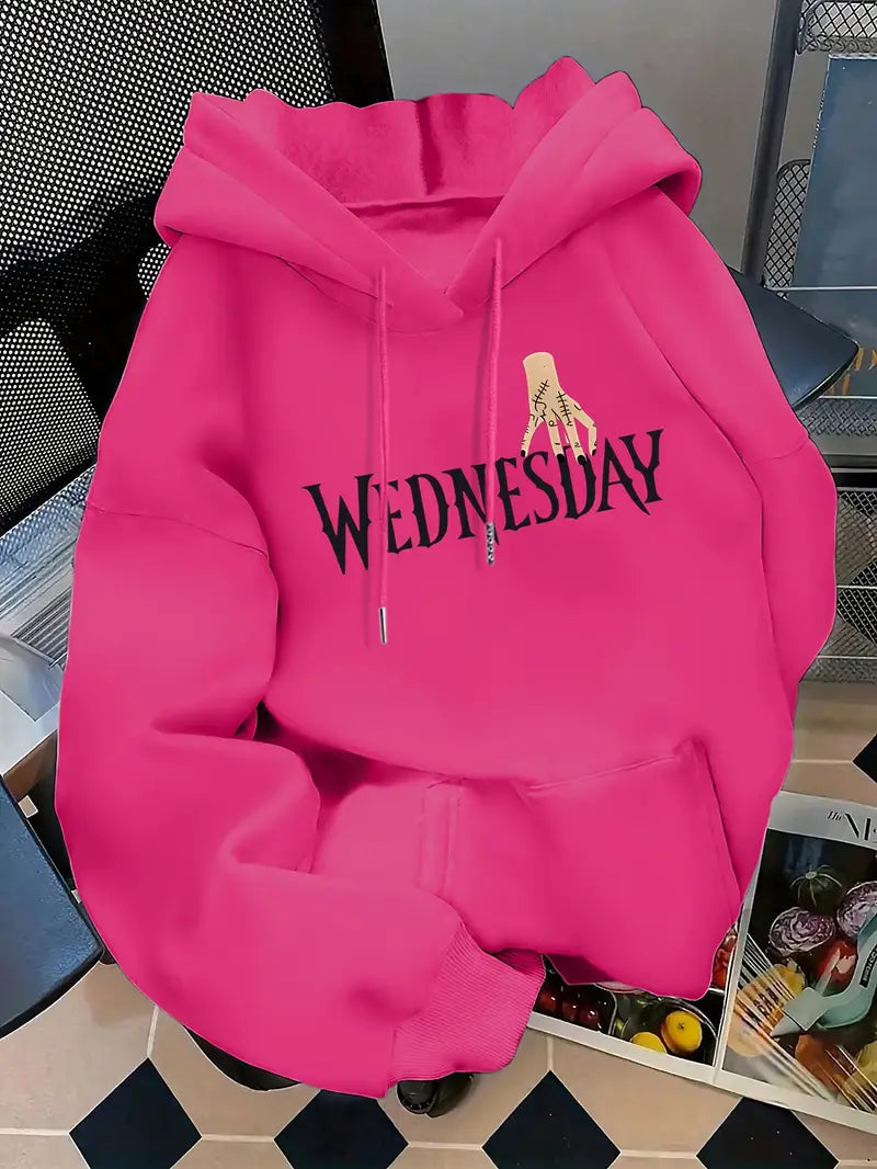 Women'S "WEDNESDAY" Graphic Print Hoodie