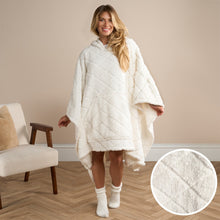 Load image into Gallery viewer, Diamond Teddy Fleece Poncho - Cream