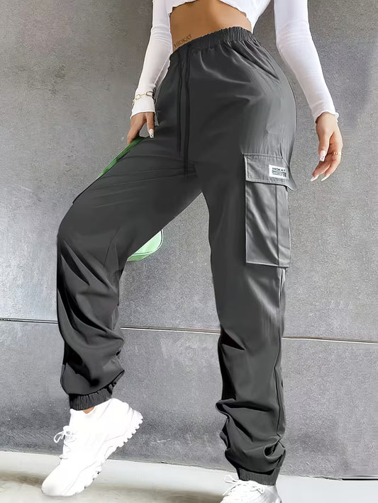 Women's Lightweight Breathable Solid Color Casual Cargo Pants