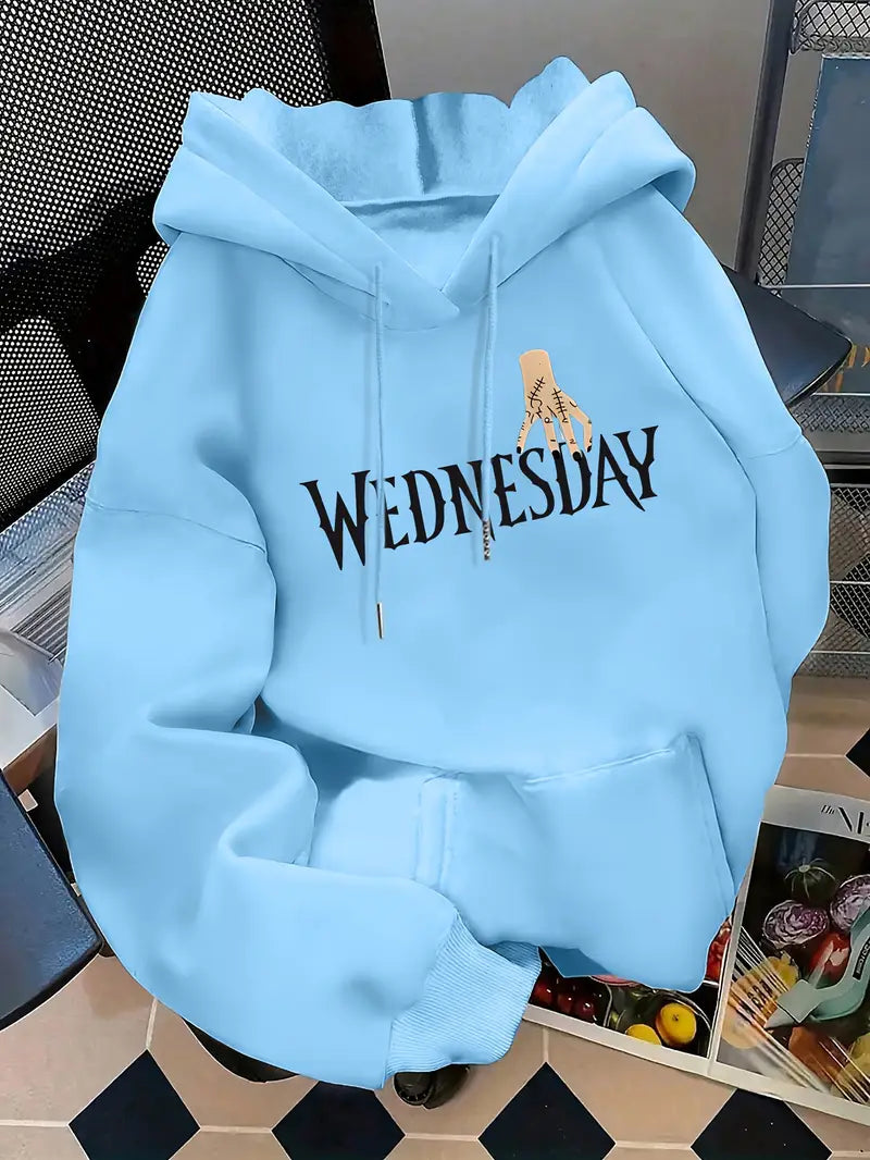 Women'S "WEDNESDAY" Graphic Print Hoodie
