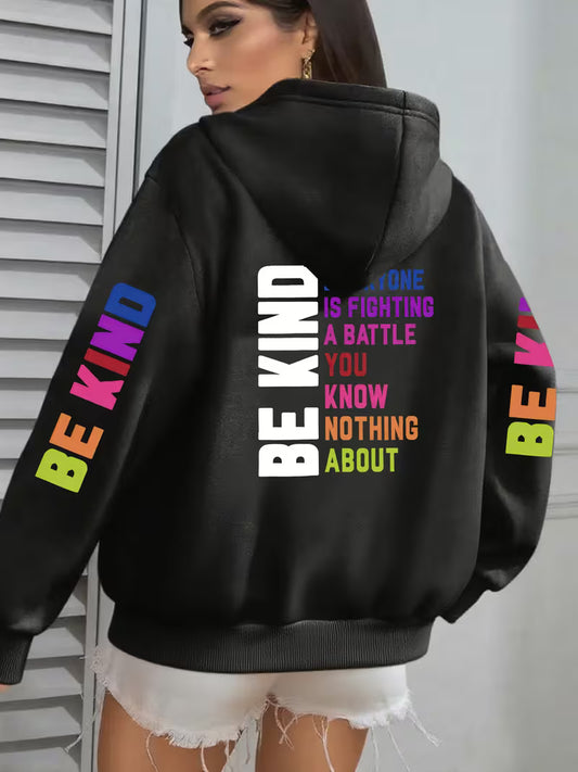 Fashion hooded sweatshirt with printed back and Sleeves